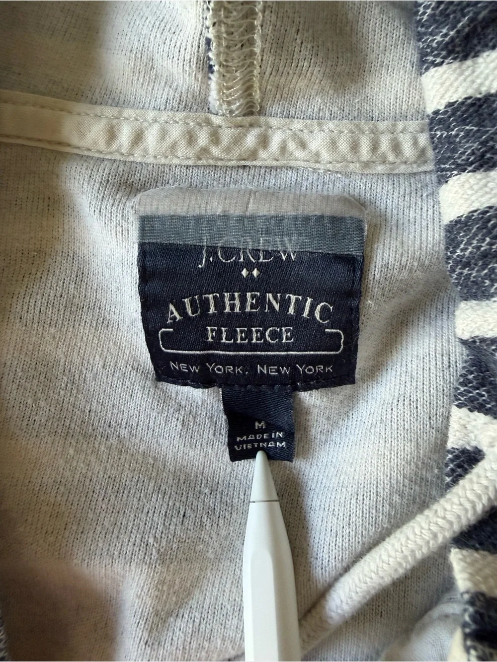 J. Crew Navy and White Striped Hooded Pullover